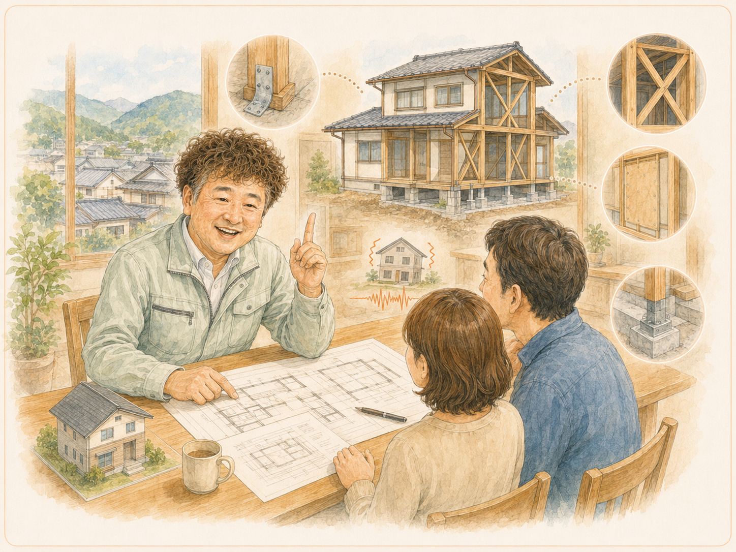倉吉市・鳥取県中部で耐震改修や耐震リフォームを相談できるもりもと工務店のイラストを説明した図解を説明した図解