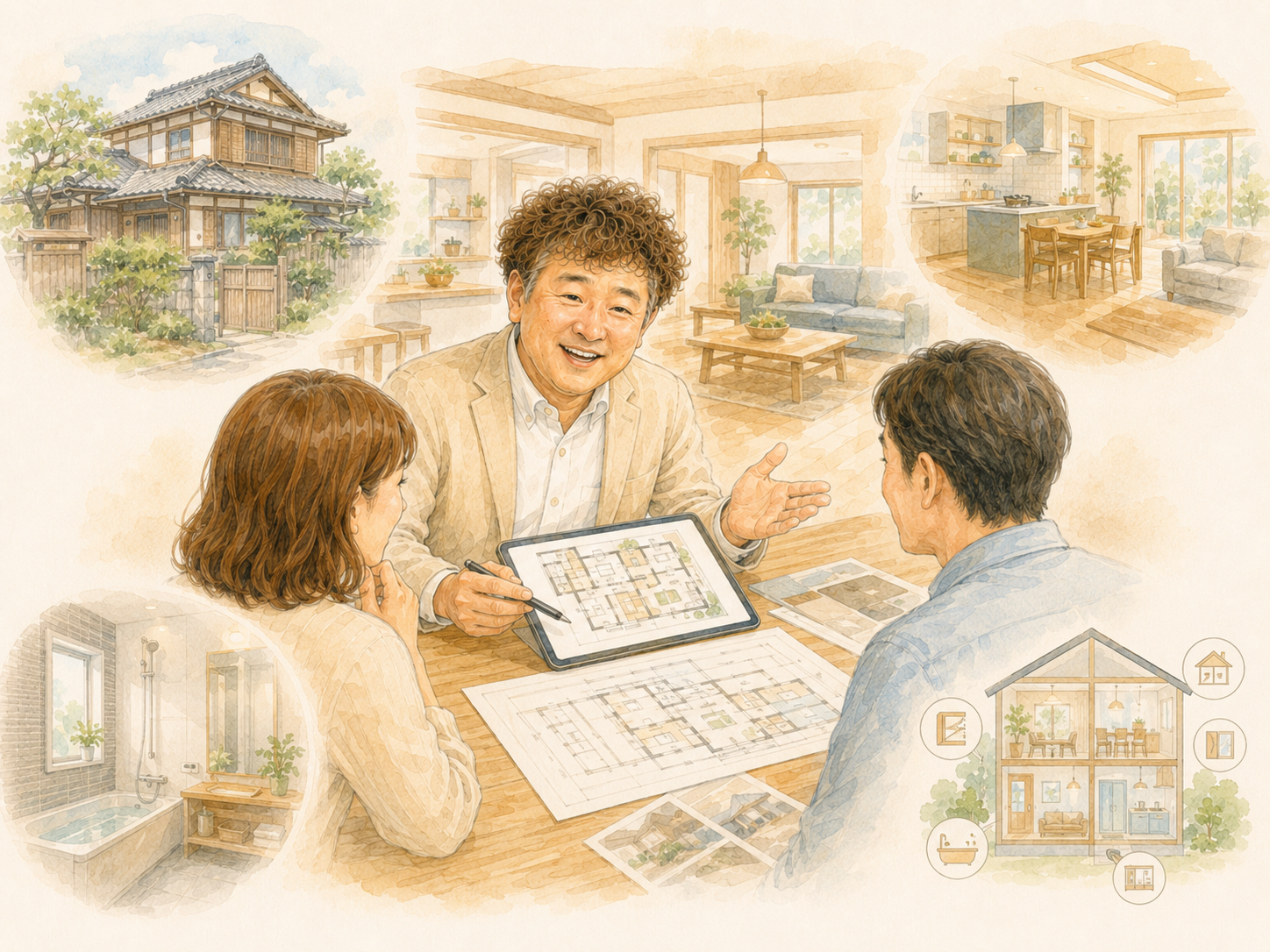 倉吉市・鳥取県中部で大規模リノベーションを相談できるもりもと工務店のイラストを説明した図解