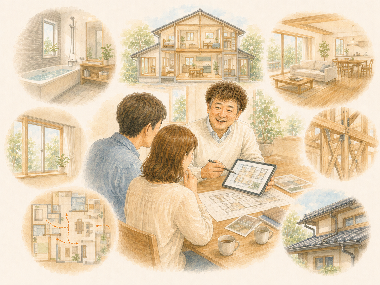 大規模リノベーションの改修箇所と優先順位を相談する計画イラストを説明した図解