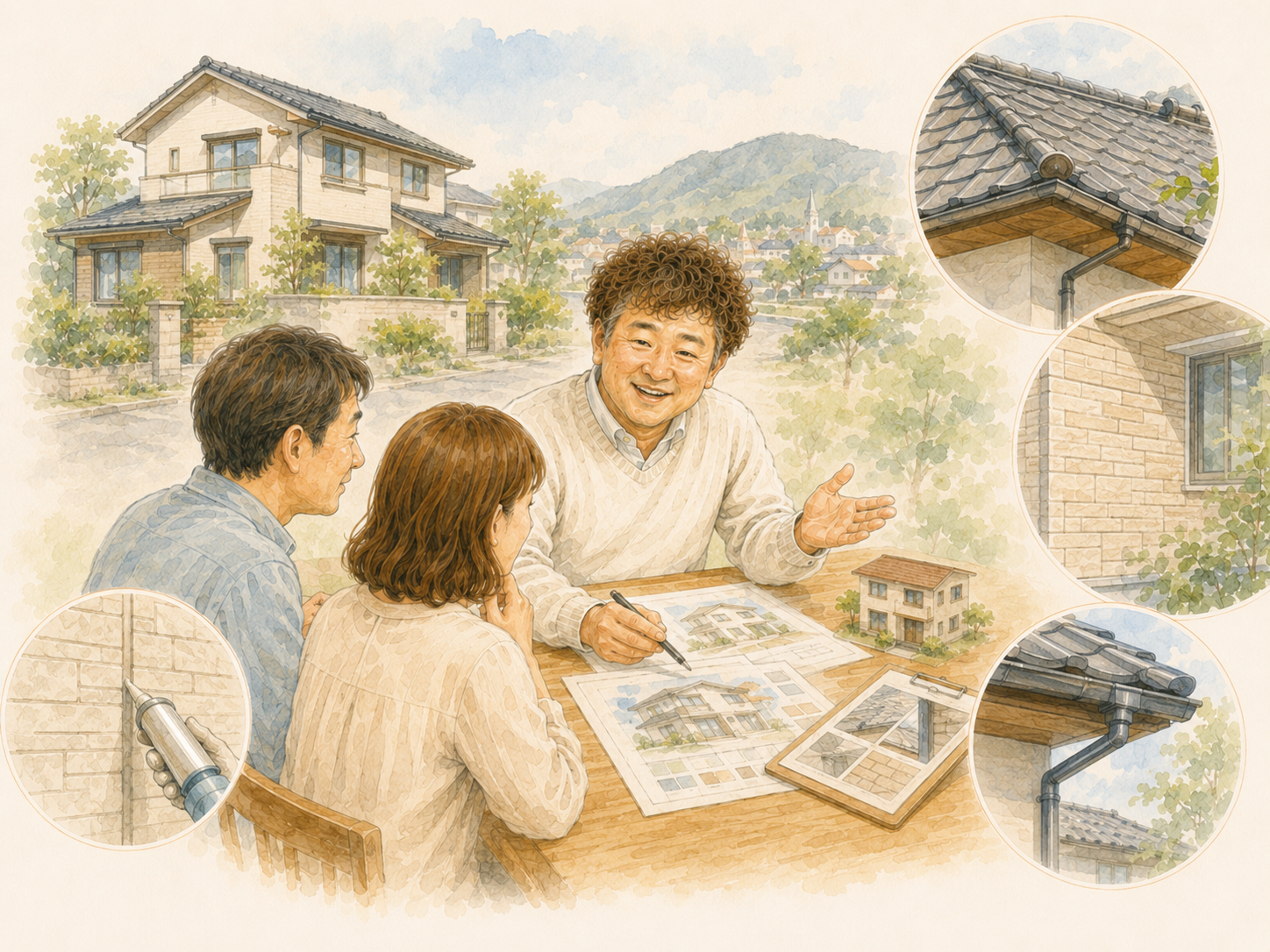 倉吉市・鳥取県中部で外壁修理や屋根まわりの修理を相談できるもりもと工務店のイラストを説明した図解