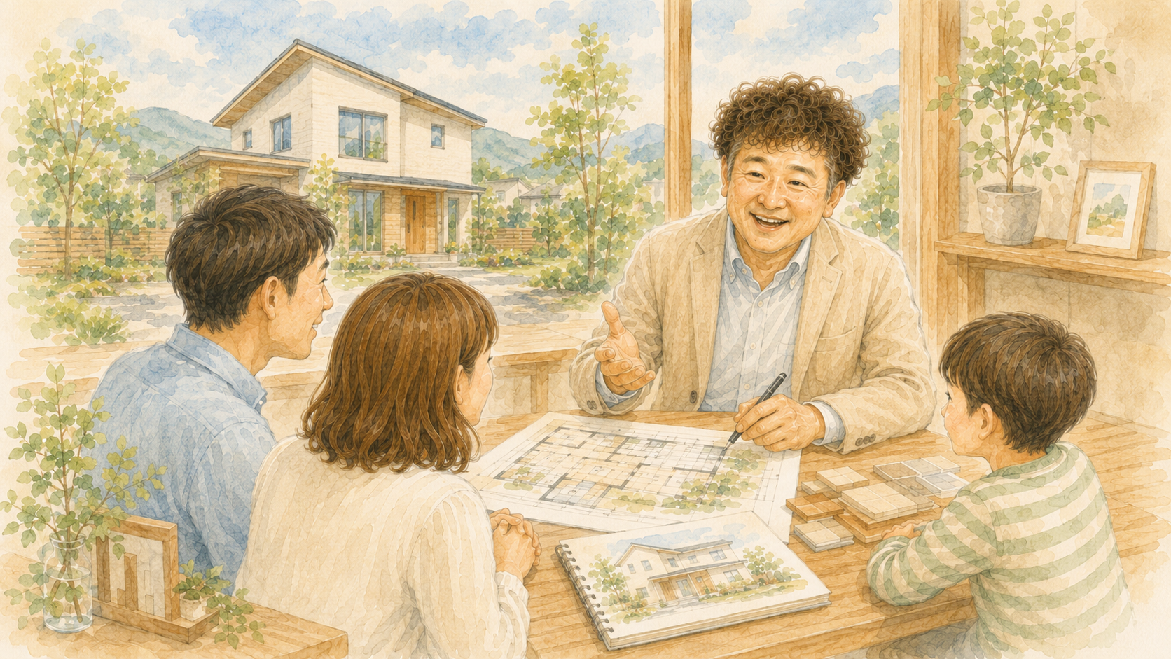 倉吉市・鳥取県中部で新築・注文住宅を相談できるもりもと工務店のイラスト