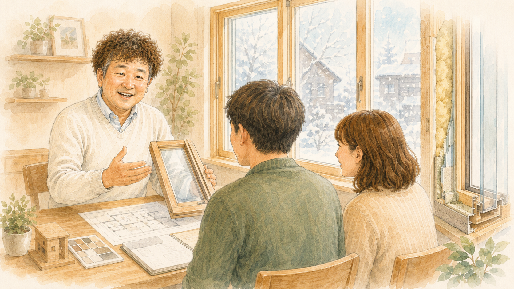 倉吉市・鳥取県中部で内窓・窓断熱リフォームを相談できるもりもと工務店のイラストを説明した図解を説明した図解